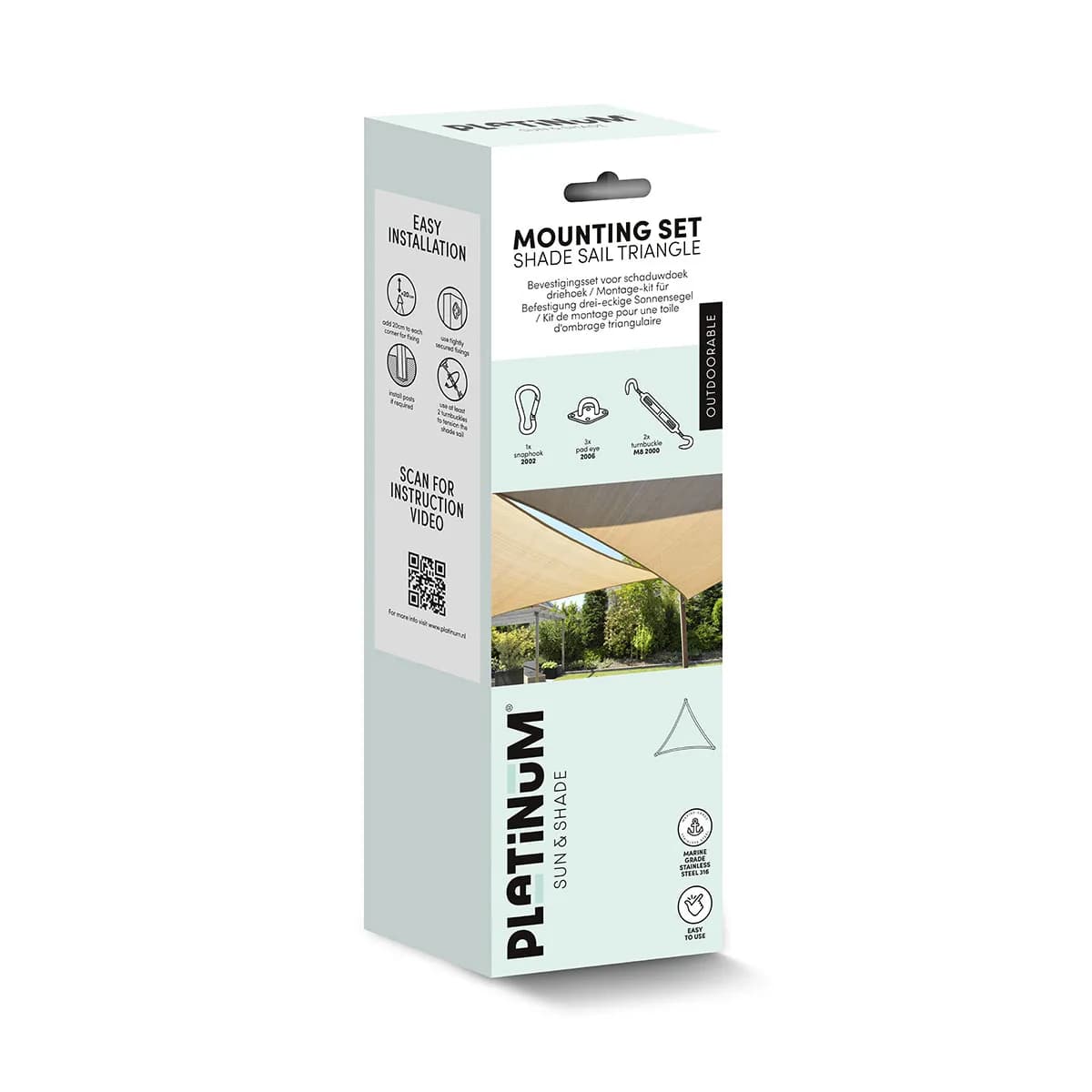 Monteringssett for trekantet solseil Platinum