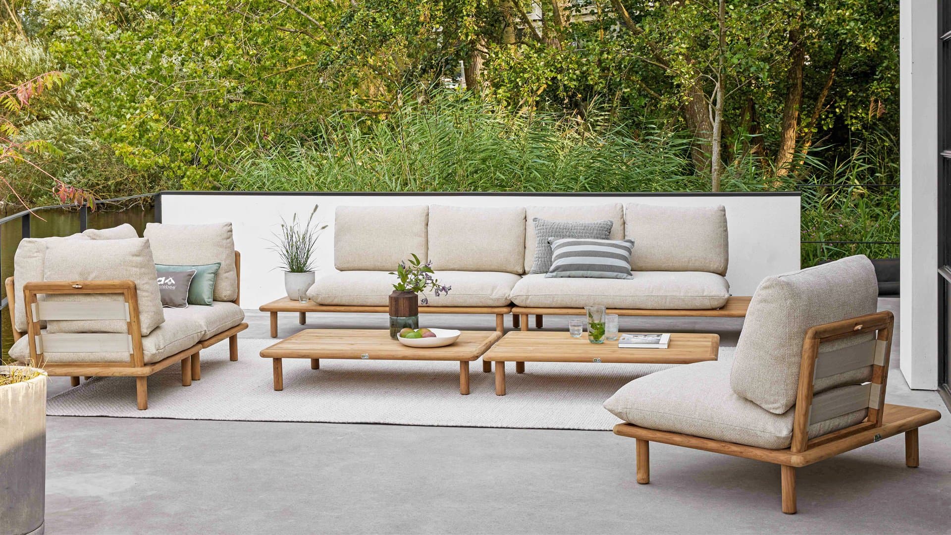 Loungegruppe Sling Lounge Teak Cotton Flower Applebee