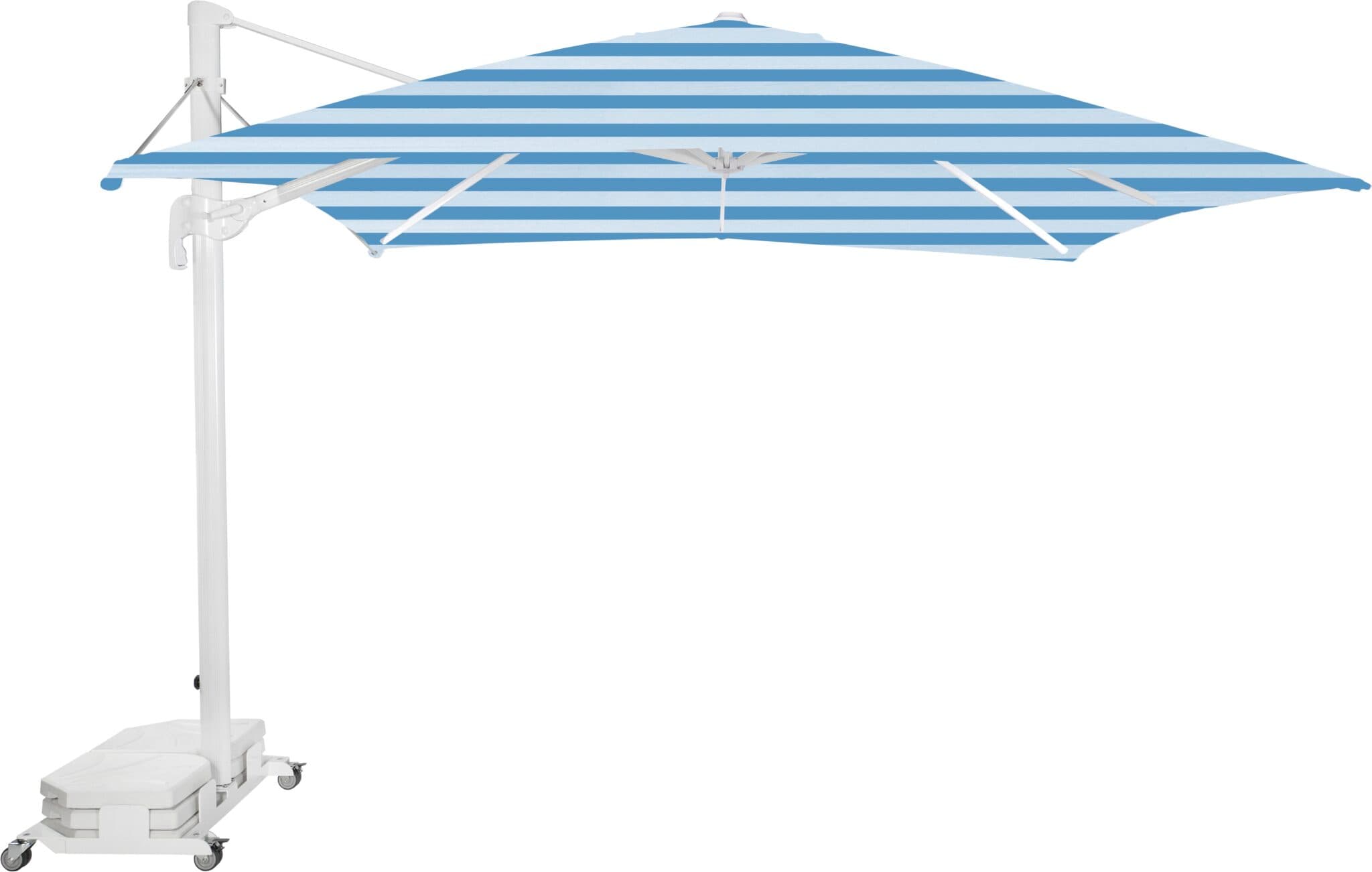 Parasol Flexo mât blanc + pied à roulettes Ezpeleta